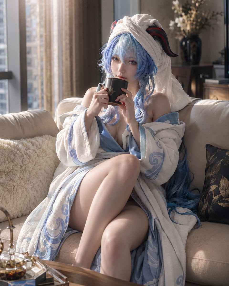Hyperrealistic vertical Sunday morning lifestyle editorial photo featur…