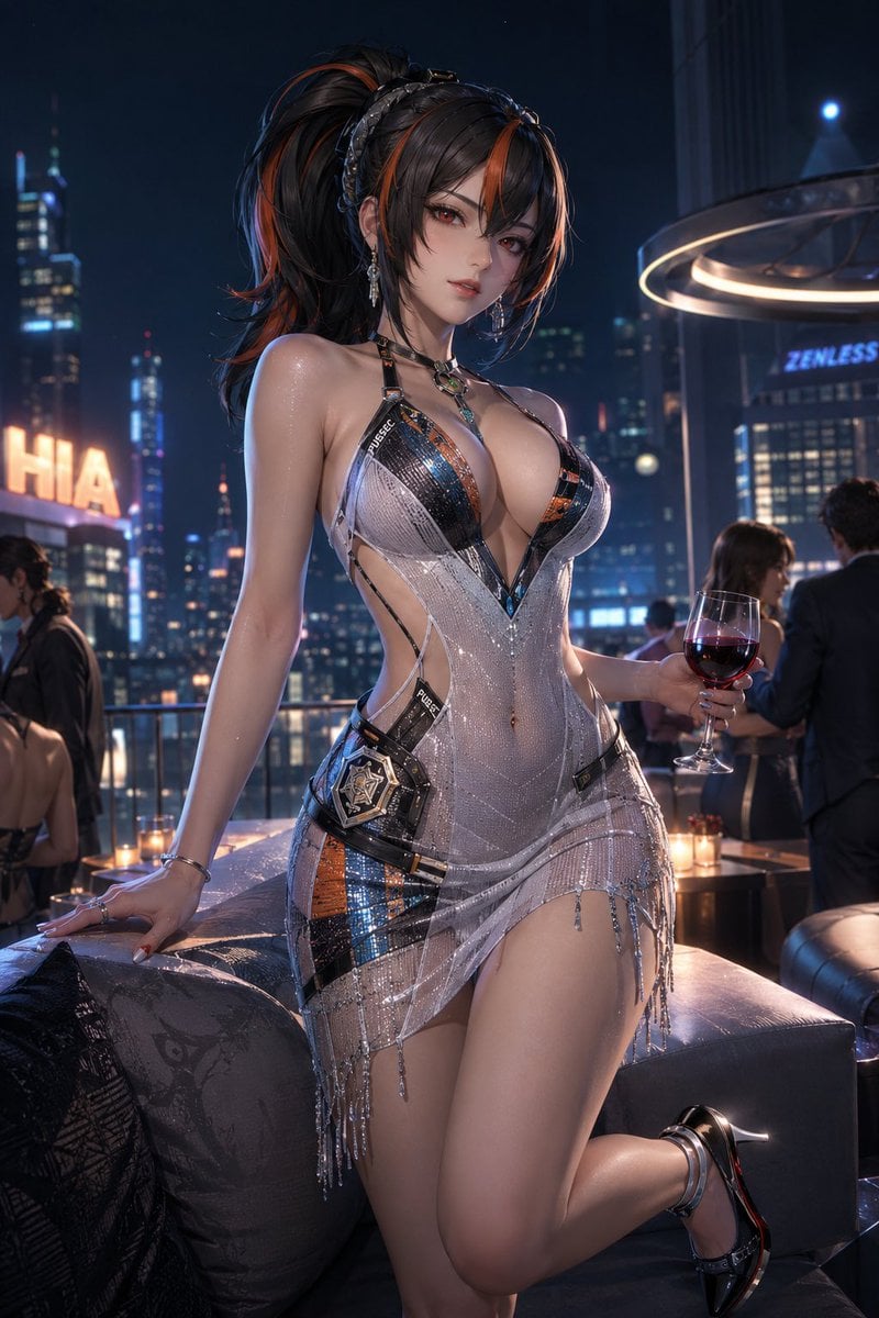 Ultra-luxury couture microdress, translating the selected character’s p…