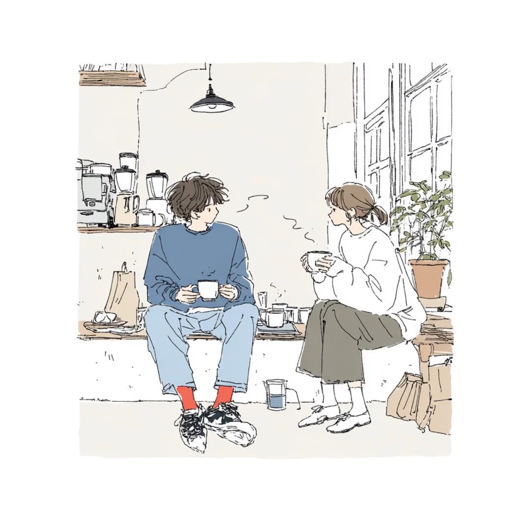 Create a delicate contemporary Japanese lifestyle illustration with a c…