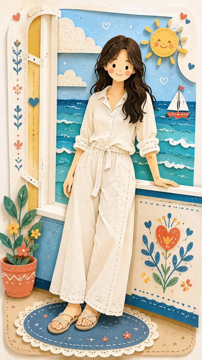 Reimagine the entire image as one cohesive Decorative Folk Flat Illustr…