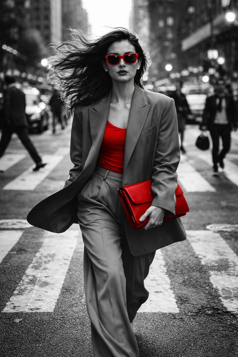 { "objective": "Generate a hyper-realistic black and white street fashi…