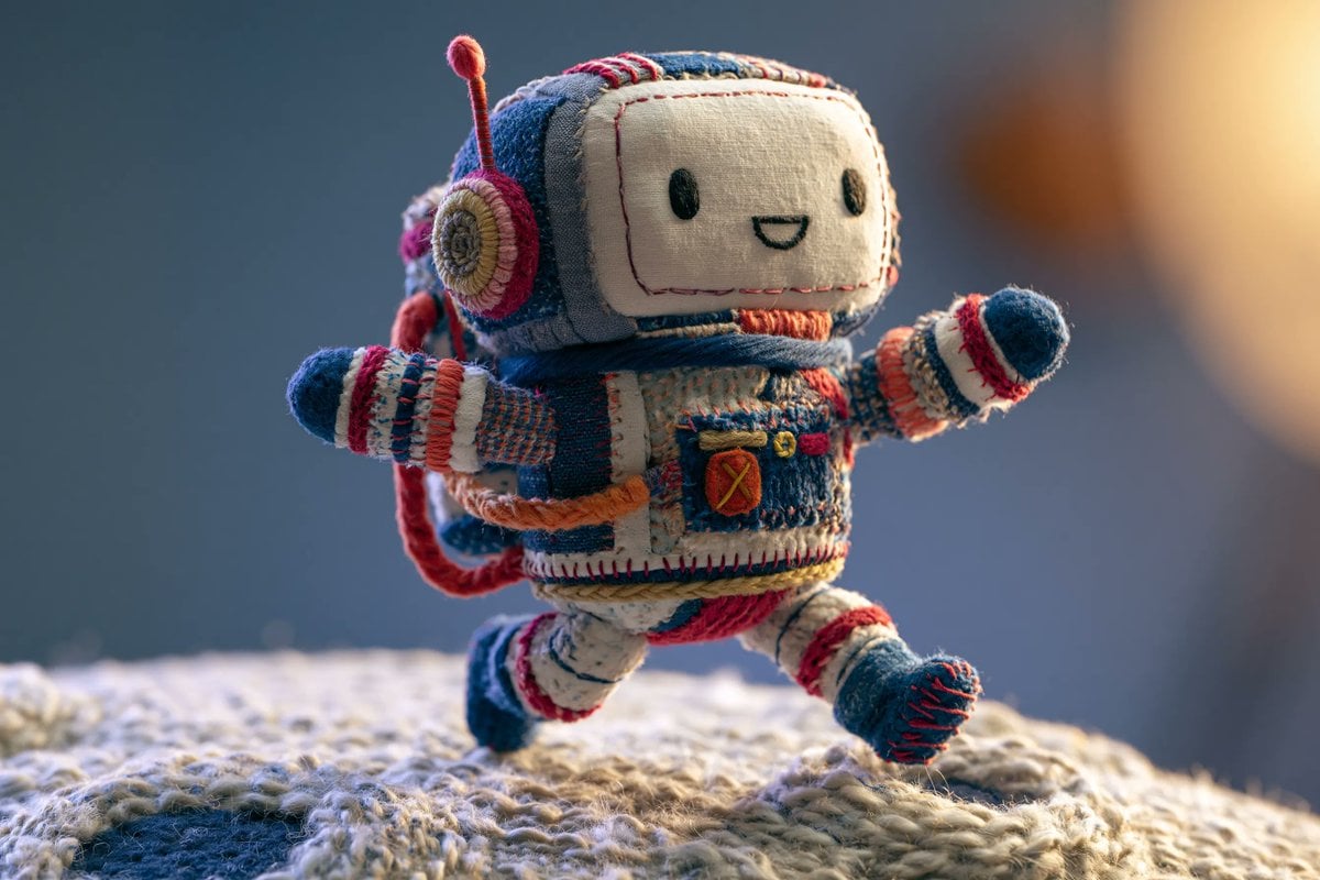 A stop-motion animation style scene featuring a whimsical fabric sculpt…