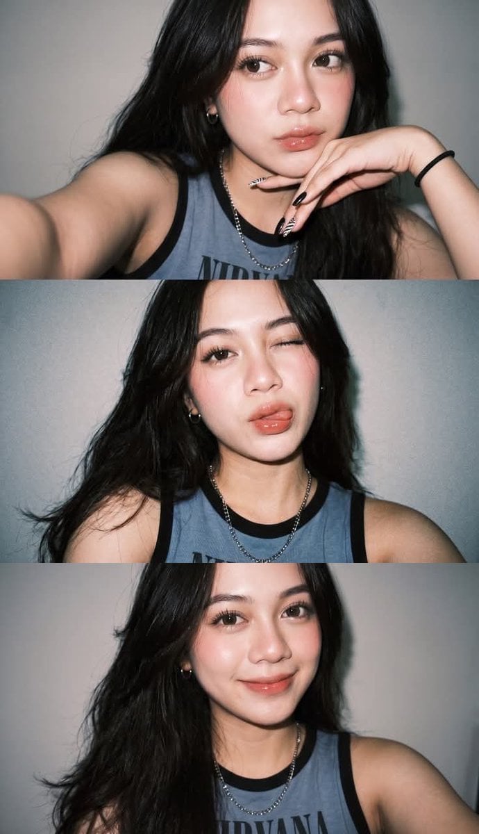 Ultra-realistic Gen Z selfie photo collage, three vertical smartphone f…