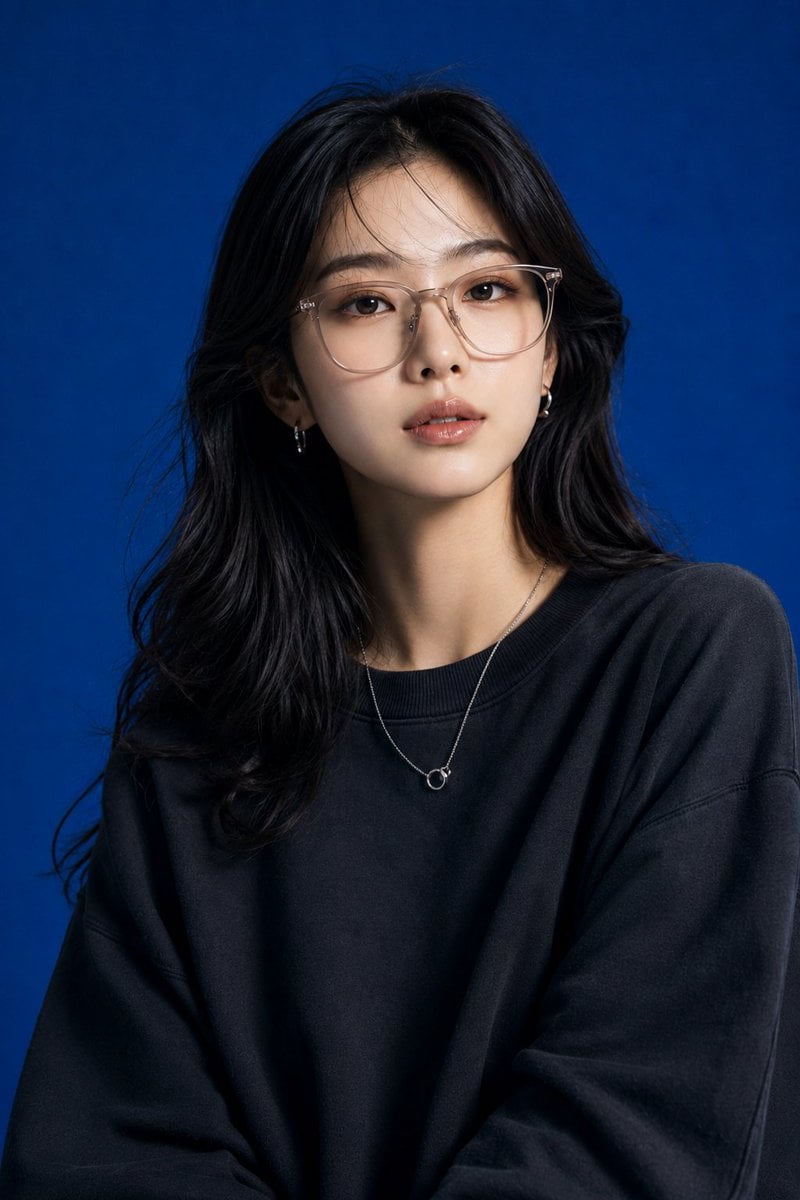 Create image Create a high-end studio fashion portrait inspired by the …