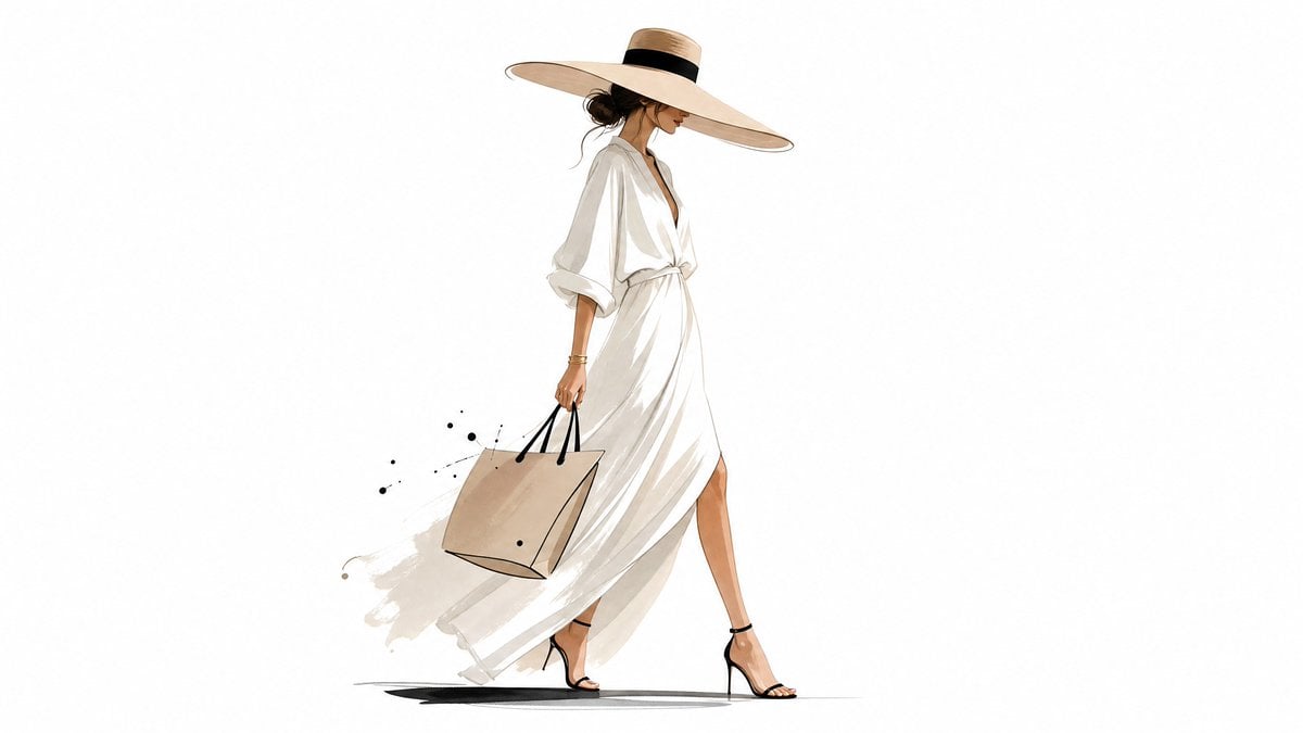 Minimal luxury-fashion illustration of [Subject], delicate strokes, edi…