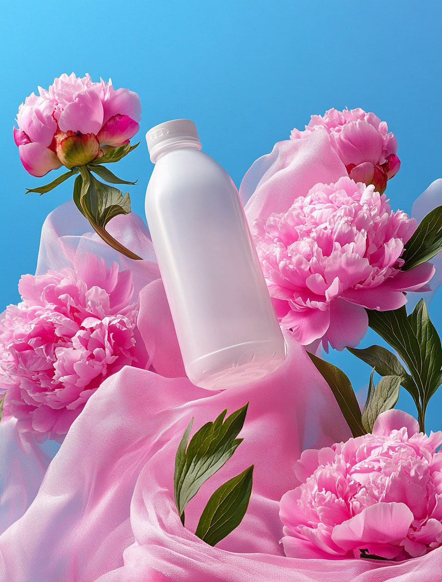 Product photography, "". photograph of a white plastic matte bottle-jug…
