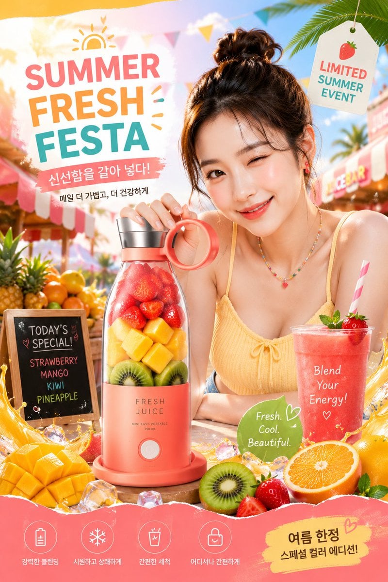 (ULTRA-PREMIUM KOREAN SUMMER PRODUCT ADVERTISEMENT), (high-energy summe…