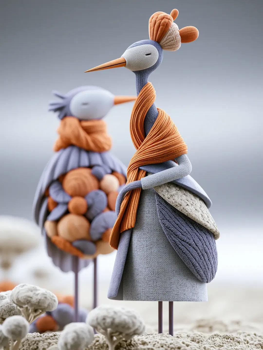 A whimsical handcrafted textile sculpture of [object], created entirely…