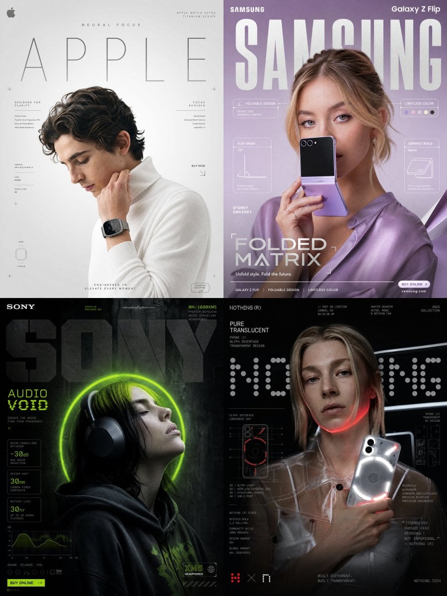 Minimalist Tech & Wearables ([Brand Name]) high-contrast, graphic-desig…