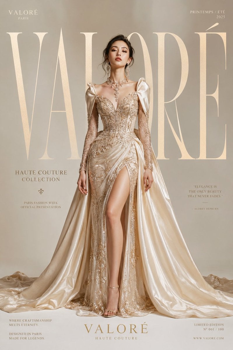 Luxury Haute Couture Fashion Editorial Poster for [BRAND NAME] A stunni…