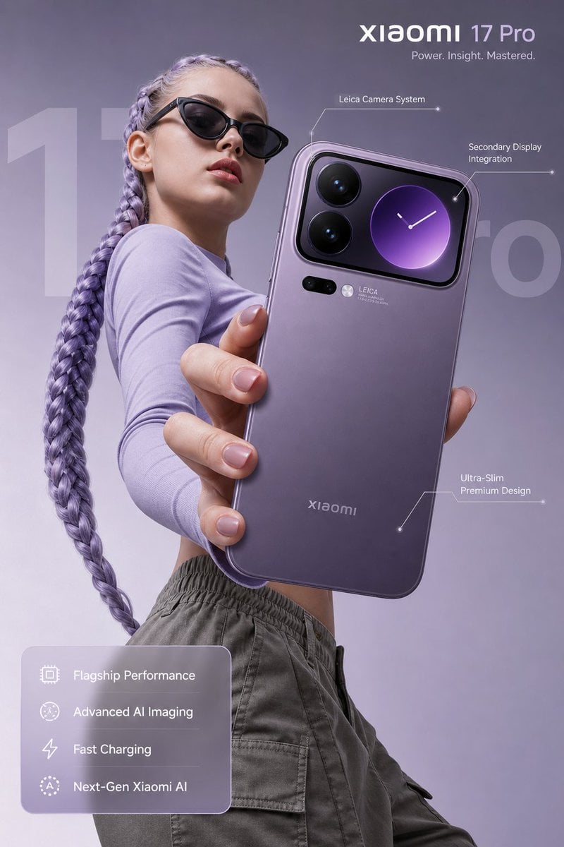 Ultra-realistic premium smartphone advertisement, featuring a confident…