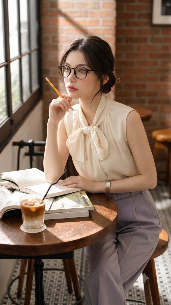 A high-fidelity lifestyle photography portrait of a beautiful young Eas…