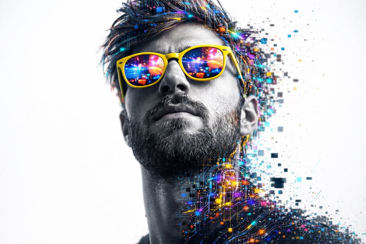 A hyper-realistic 8K close-up portrait of a person's head and upper nec…