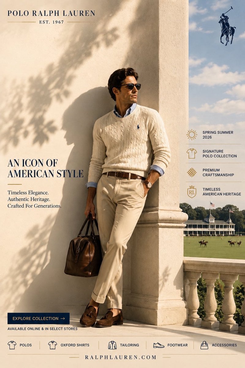 CREATE A LUXURY FASHION BRAND SOCIAL MEDIA CAMPAIGN POSTER FOR POLO RAL…
