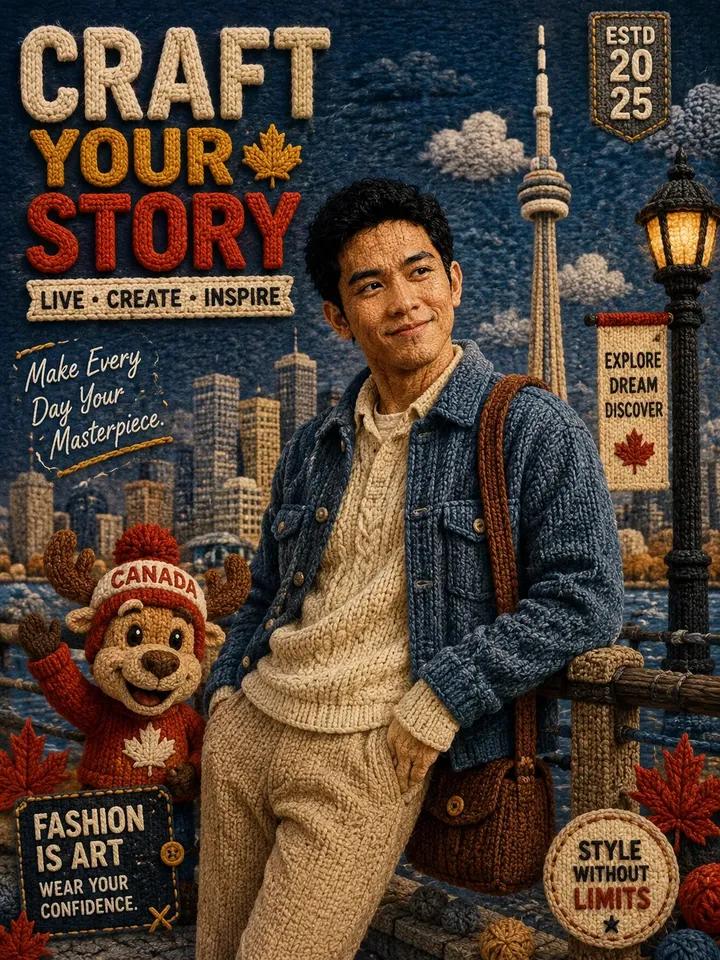 A premium-quality poster in a highly detailed Knitted Wool / Stop-Motio…