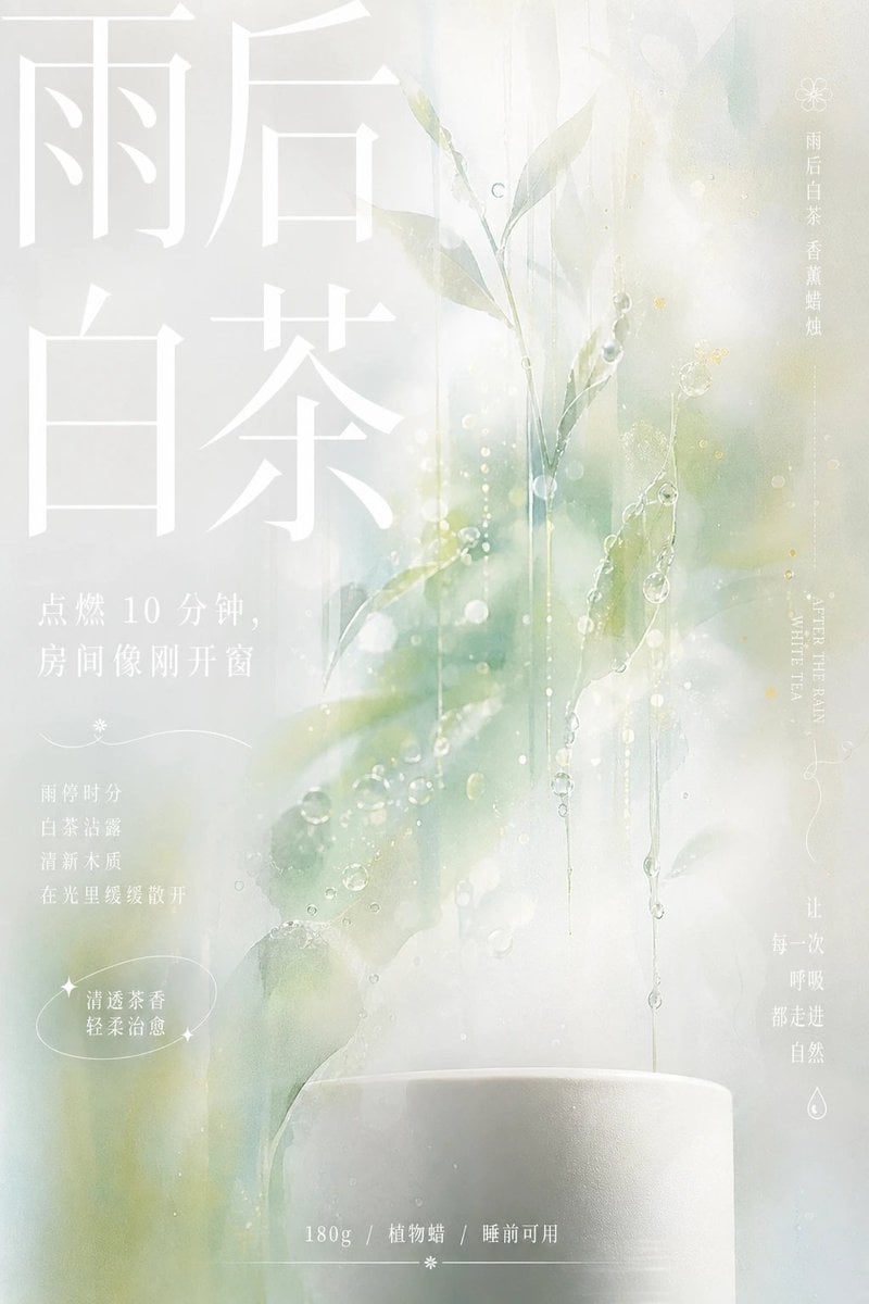 围绕[具体主题内容]生成一张明亮、清透、带空气感的信息视觉：画面核心不是清晰写实主体，而是把主题意象溶解成柔焦色雾与细长下坠的流动色痕，形成像…
