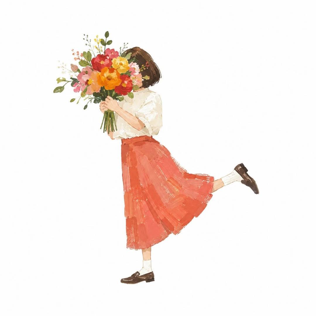 Illustration of "Me and [Subject]" in a playful and charming pose. Hand…