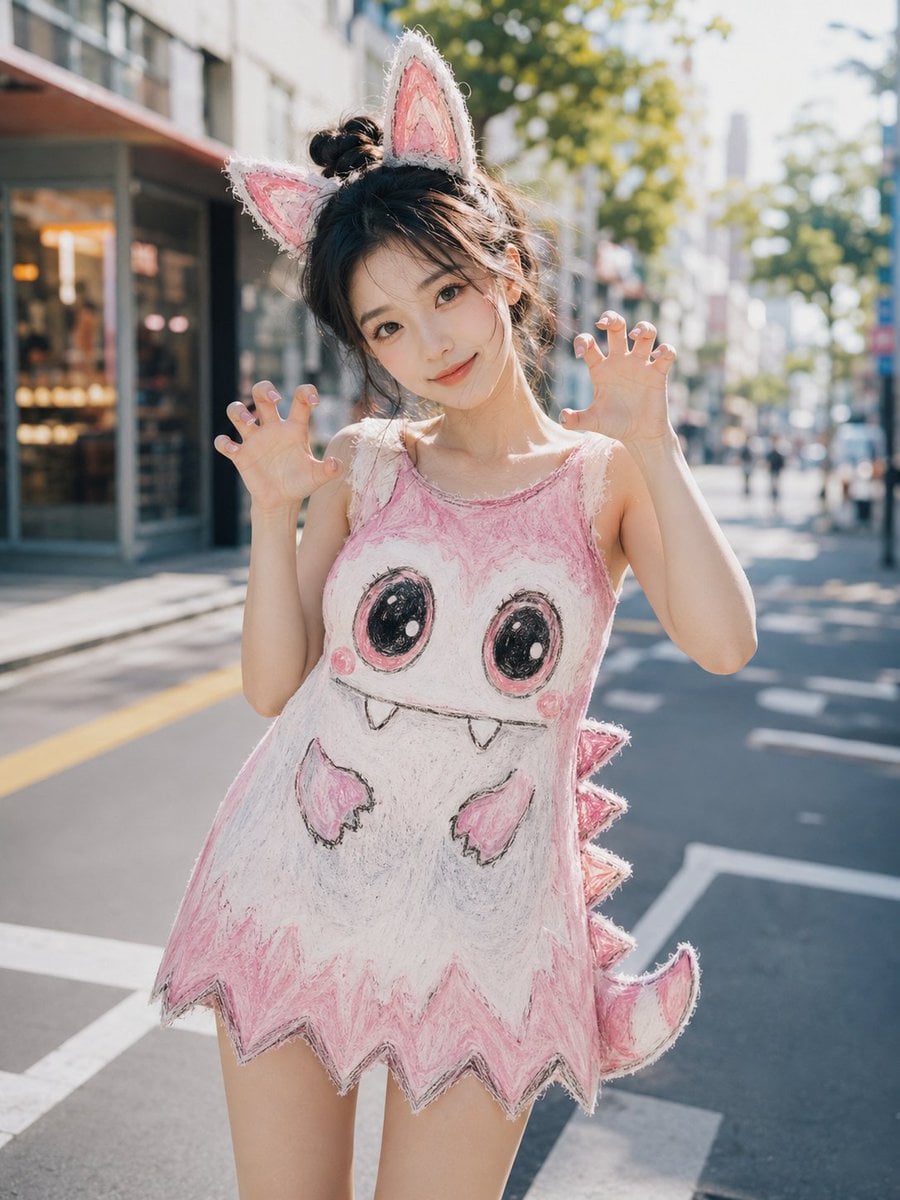 生成一张 3:4 竖版写实摄影质感的创意时尚女性写真。 画面中是一位 20–26 岁的年轻成年东方女性，具有明确东方女性特征，五官真实协调，皮…