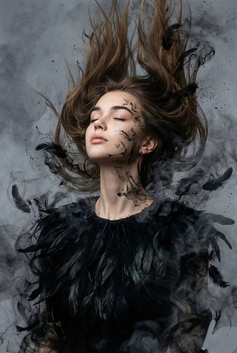 { "image_style": "surreal, dark cinematic, ethereal", "subject": { "per…