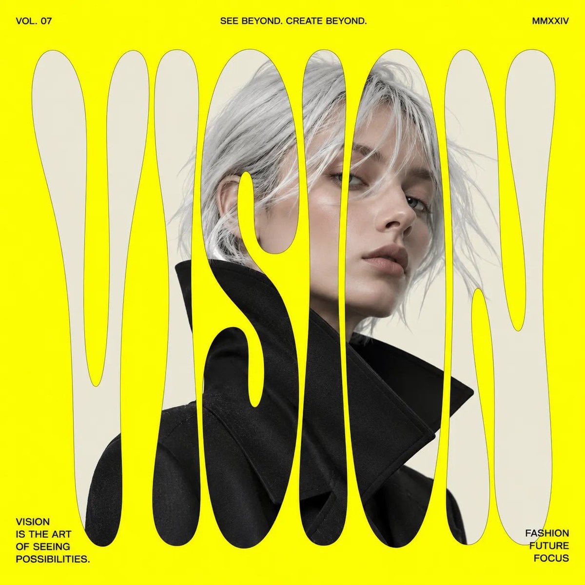 Create modern fashion editorial posters with oversized distorted typogr…