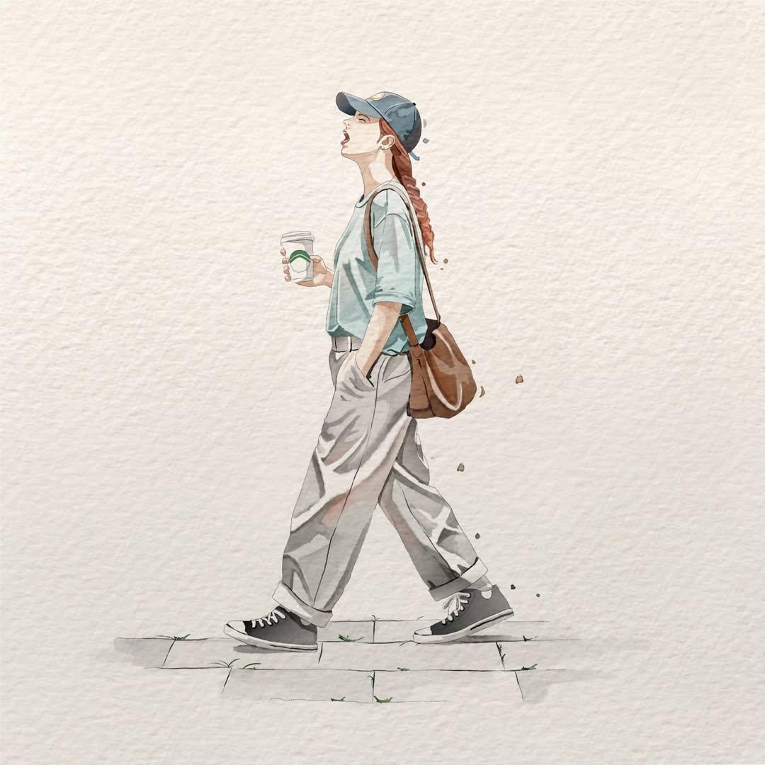 Minimalist watercolor illustration on textured handmade watercolor pape…