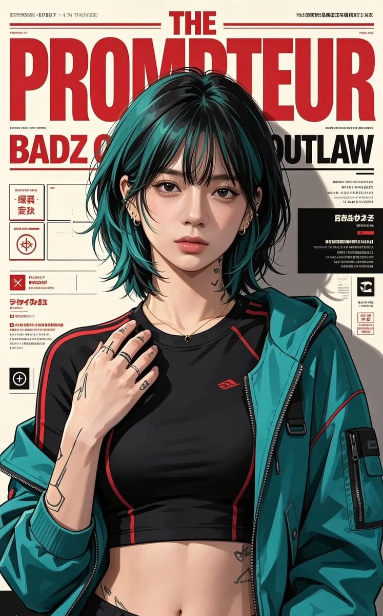 Ultra-detailed anime/editorial magazine cover illustration of a stylish…