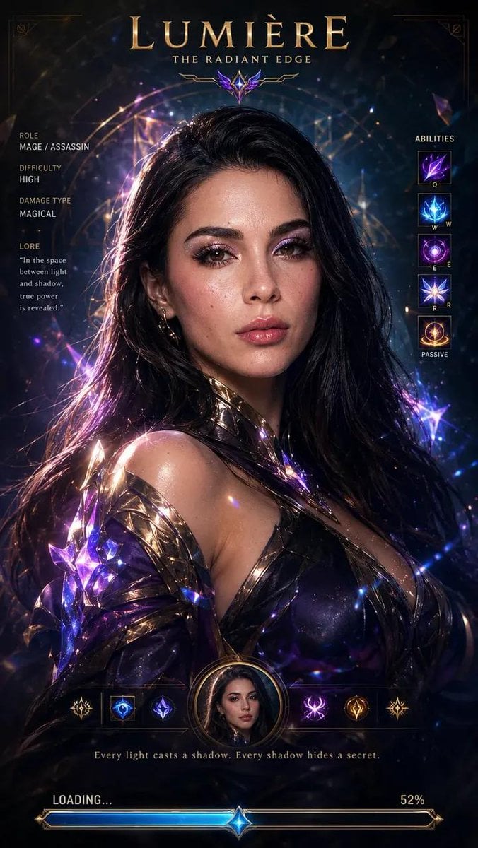 Cinematic League of Legends champion loading screen, ultra-realistic AA…
