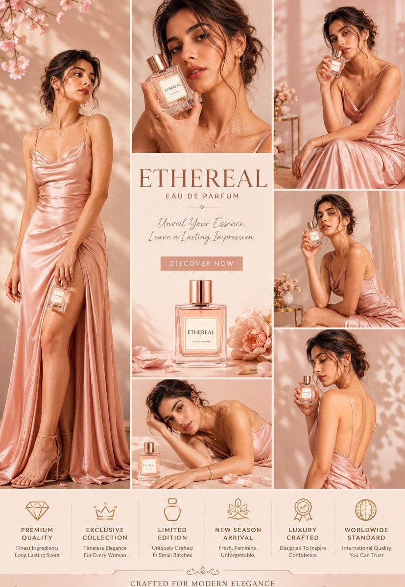 Ultra-premium luxury fashion advertisement collage, 4:5 vertical magazi…