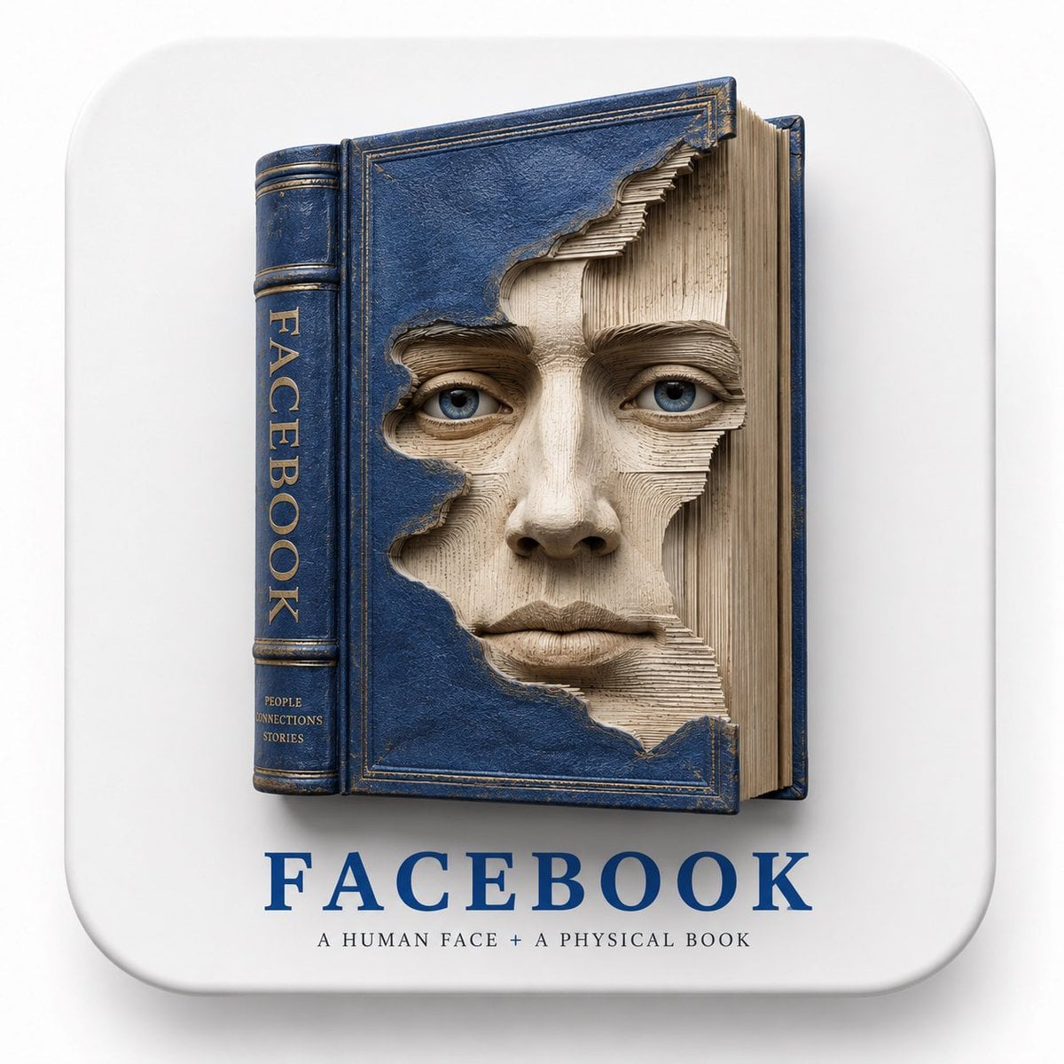 Ultra-premium 3D brand sculpture. A massive hardcover book standing upr…