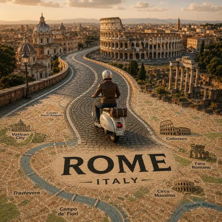 Create a highly detailed cinematic miniature tilt-shift travel scene of…