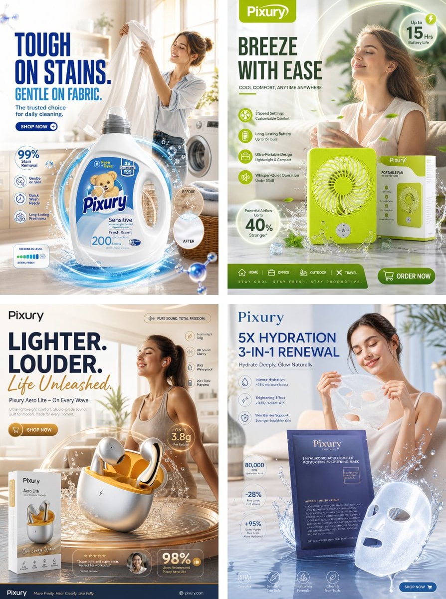 premium daily necessities social media marketing poster, hyper-realisti…