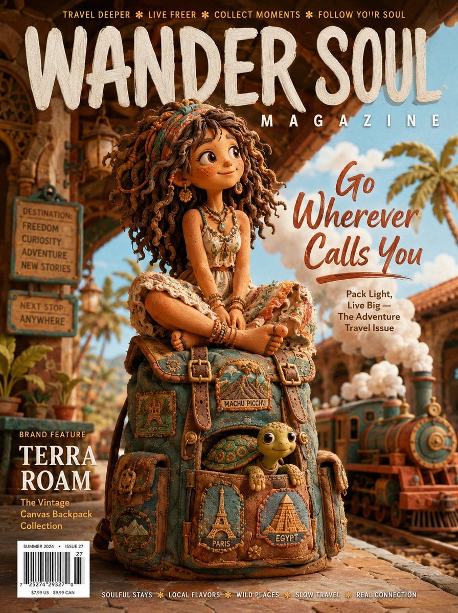 [SUBJECT]: A free-spirited claymation girl with wild clay curls and a b…