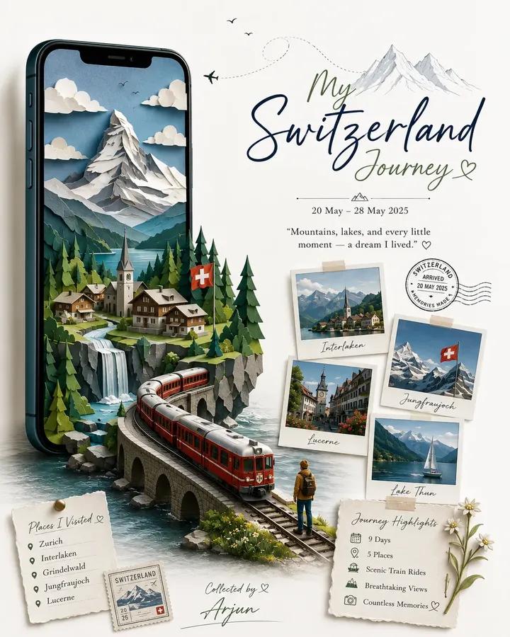 Create a premium personalized travel memory poster in 4:5 portrait form…