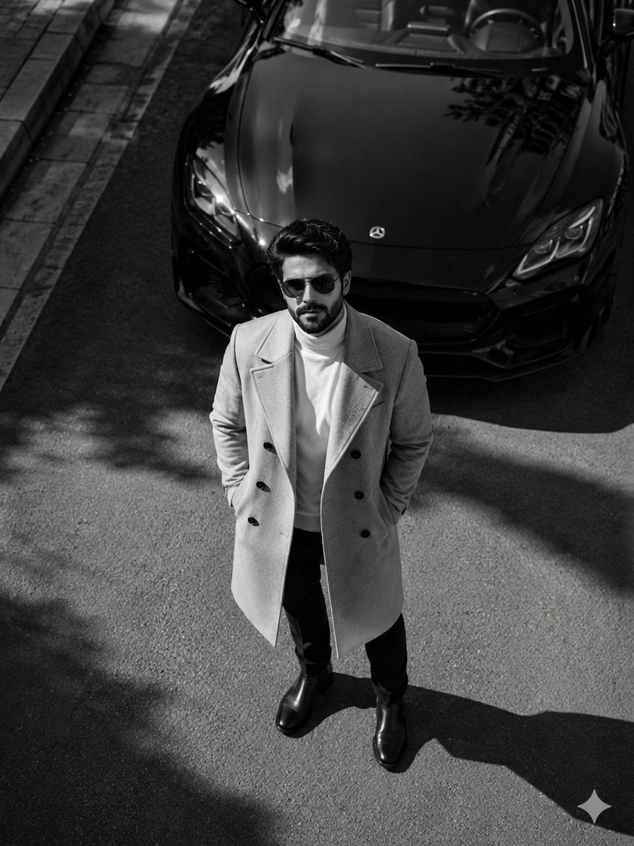 Ultra-luxury editorial fashion portrait, cinematic black-and-white phot…