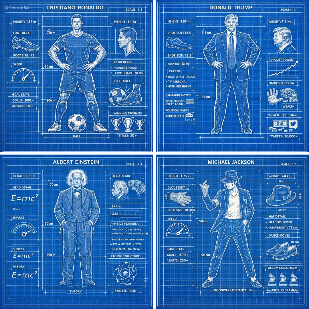 A detailed technical blueprint illustration of [CHARACTER], drawn in bl…