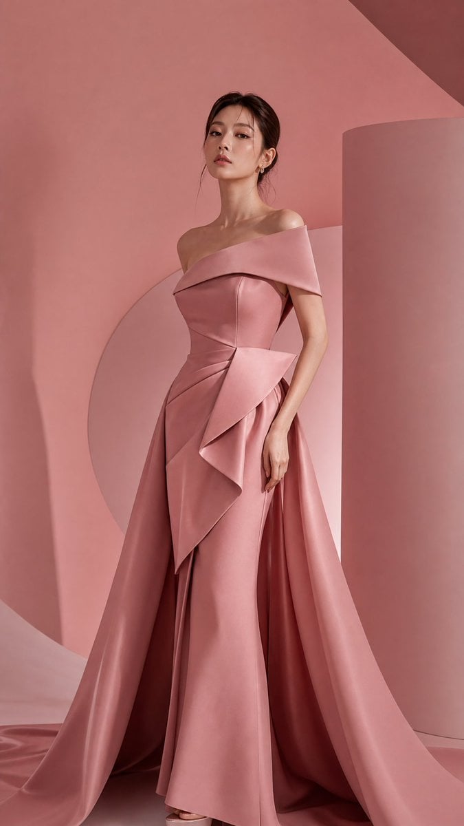 High-end editorial masterpiece, monochromatic reddish environment, eleg…