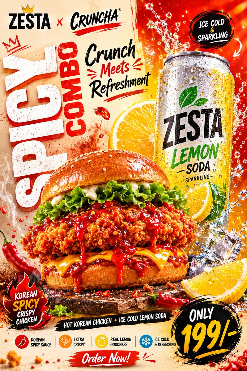 GPT Image 2 on ChatGPT Prompt: Create a bold modern fast-food advertisi…