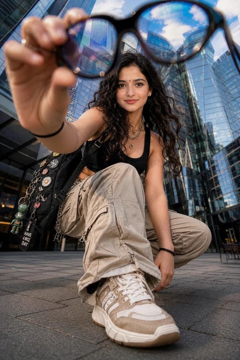 Ultra-realistic street-fashion editorial photograph captured from an ex…