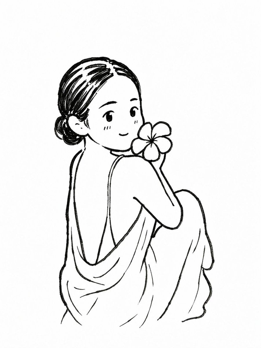 Transform the uploaded photo into a cute black-and-white hand-drawn chi…