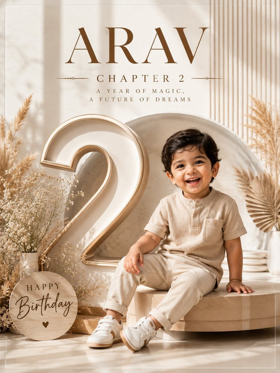 Professional luxury birthday poster, 3:4 portrait composition, ultra-pr…