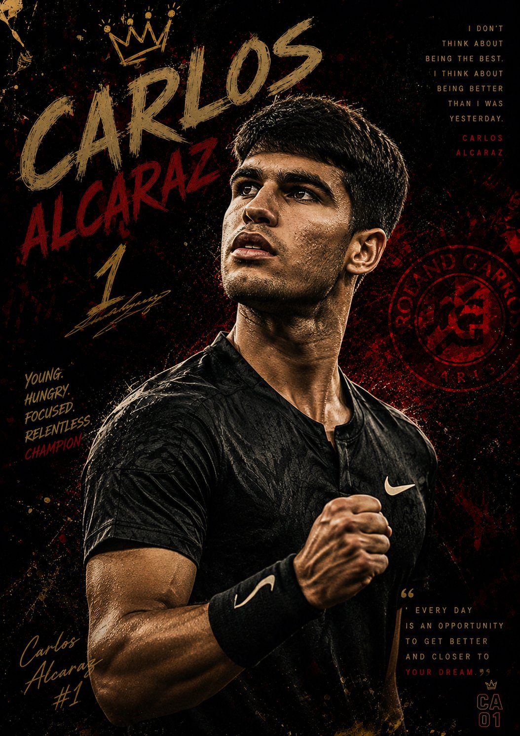 Ultra-detailed cinematic sports poster featuring [SUBJECT NAME], dark b… 1