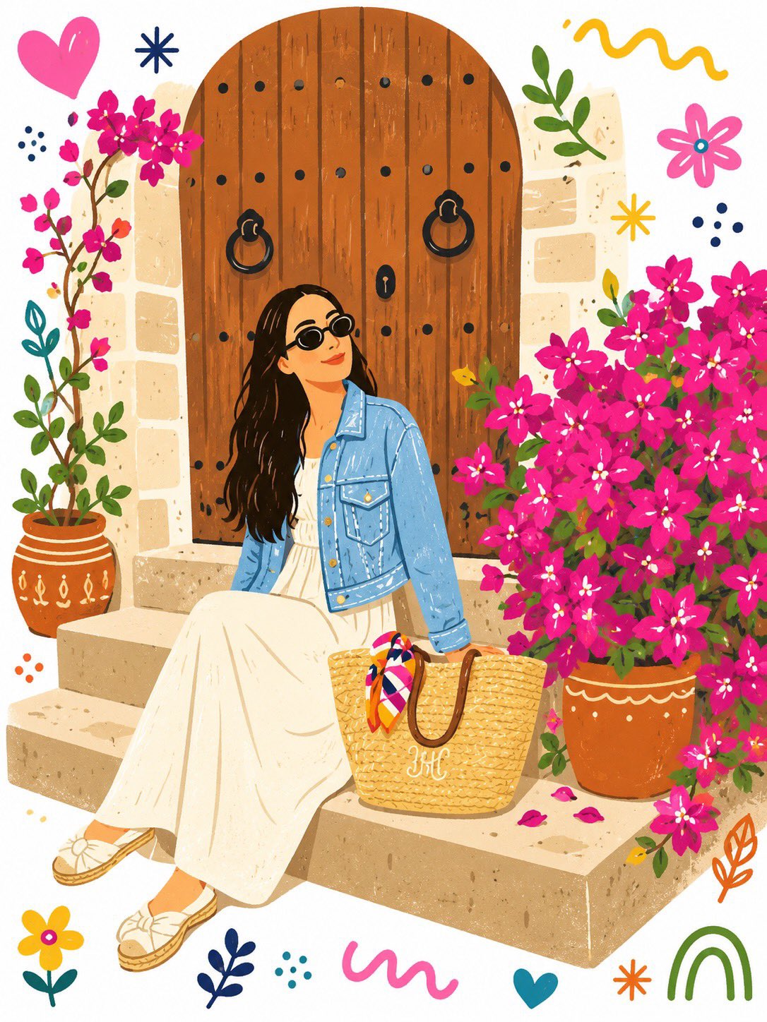 Tansform the entire image into a single flat, decorative folk-art illus… 1