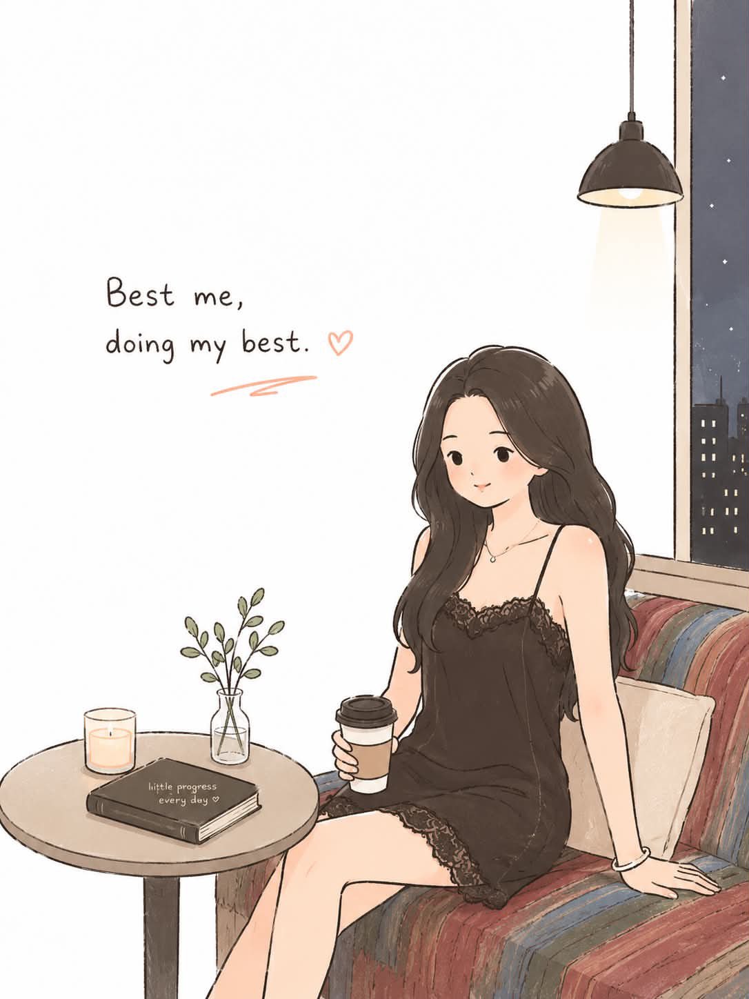 Create a simple and cute Korean doodled editorial illustration based on… 1