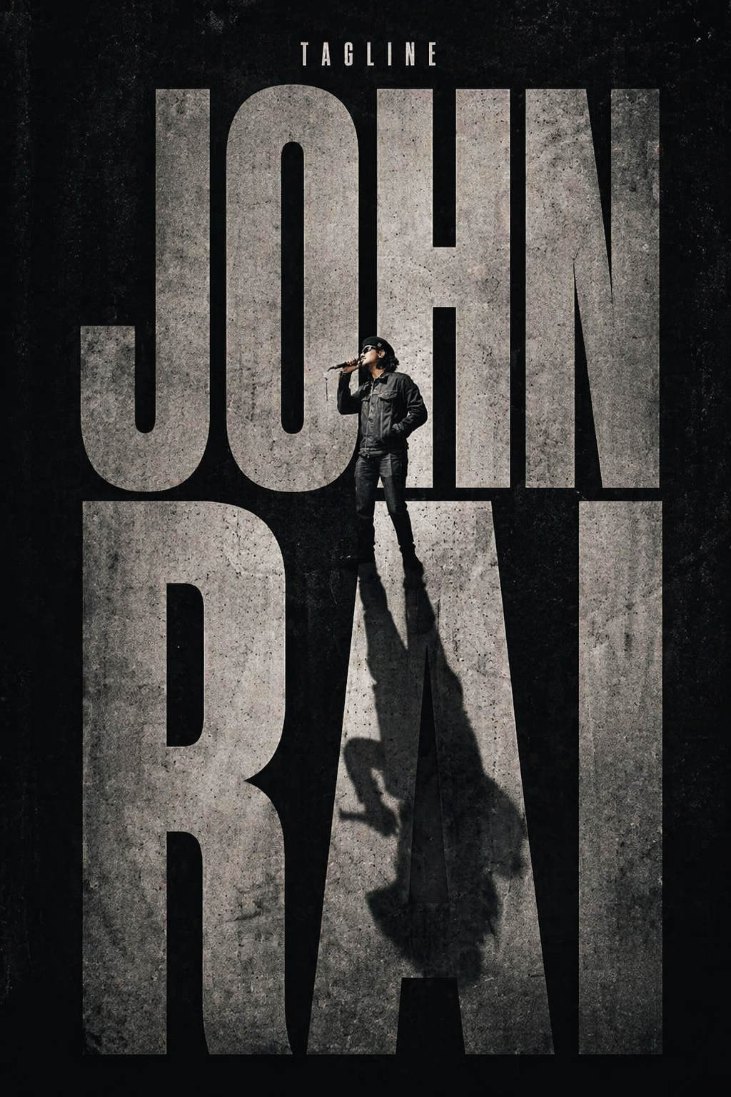 A striking minimalist cinematic poster with a solid Black textured back…