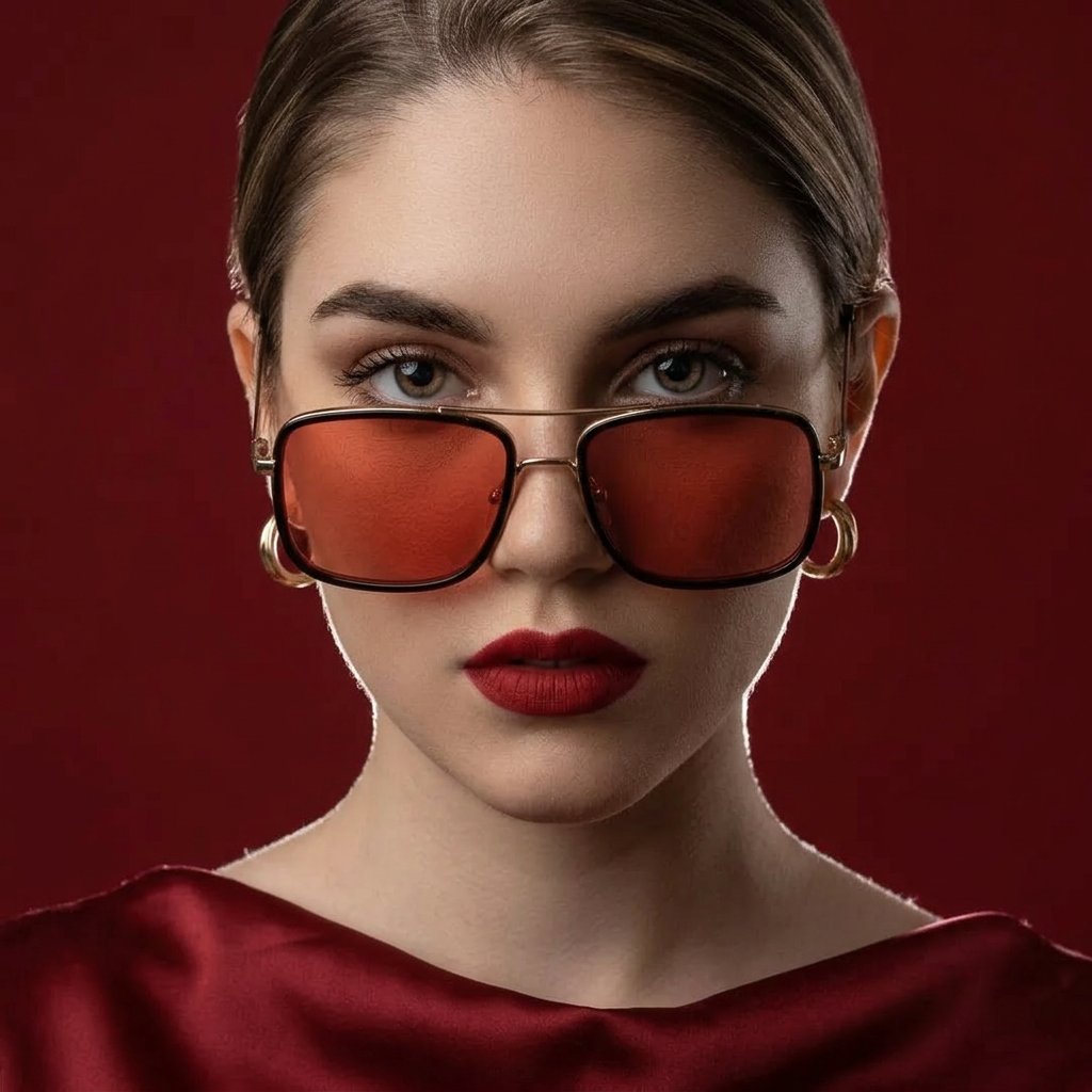 High-fashion beauty portrait of young woman with sleek center-parted br… 2