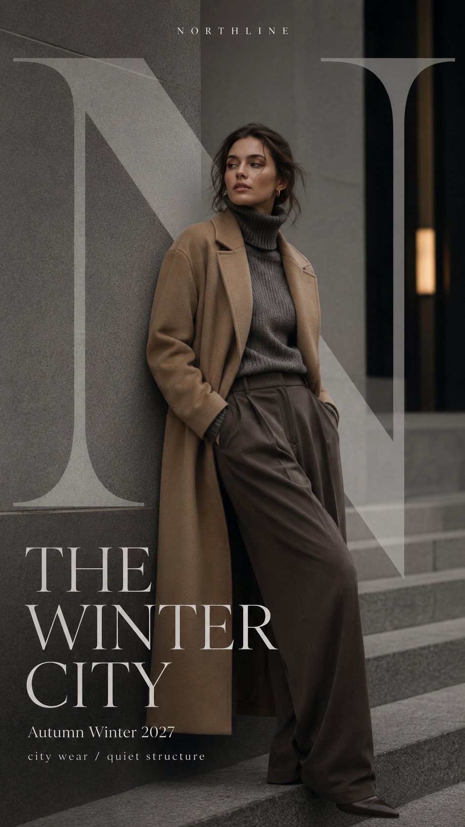 Create a high-end luxury fashion campaign mockup with strong typography… 3