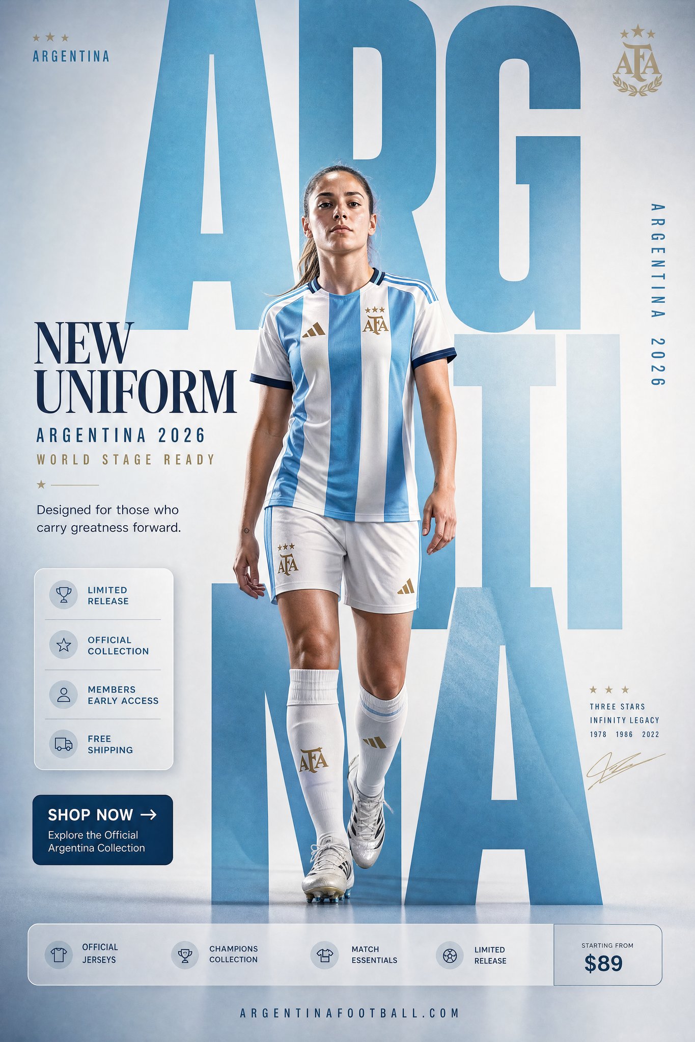 ARGENTINA NATIONAL TEAM "NEW UNIFORM" FORMAT Ultra-Premium Football Fas…