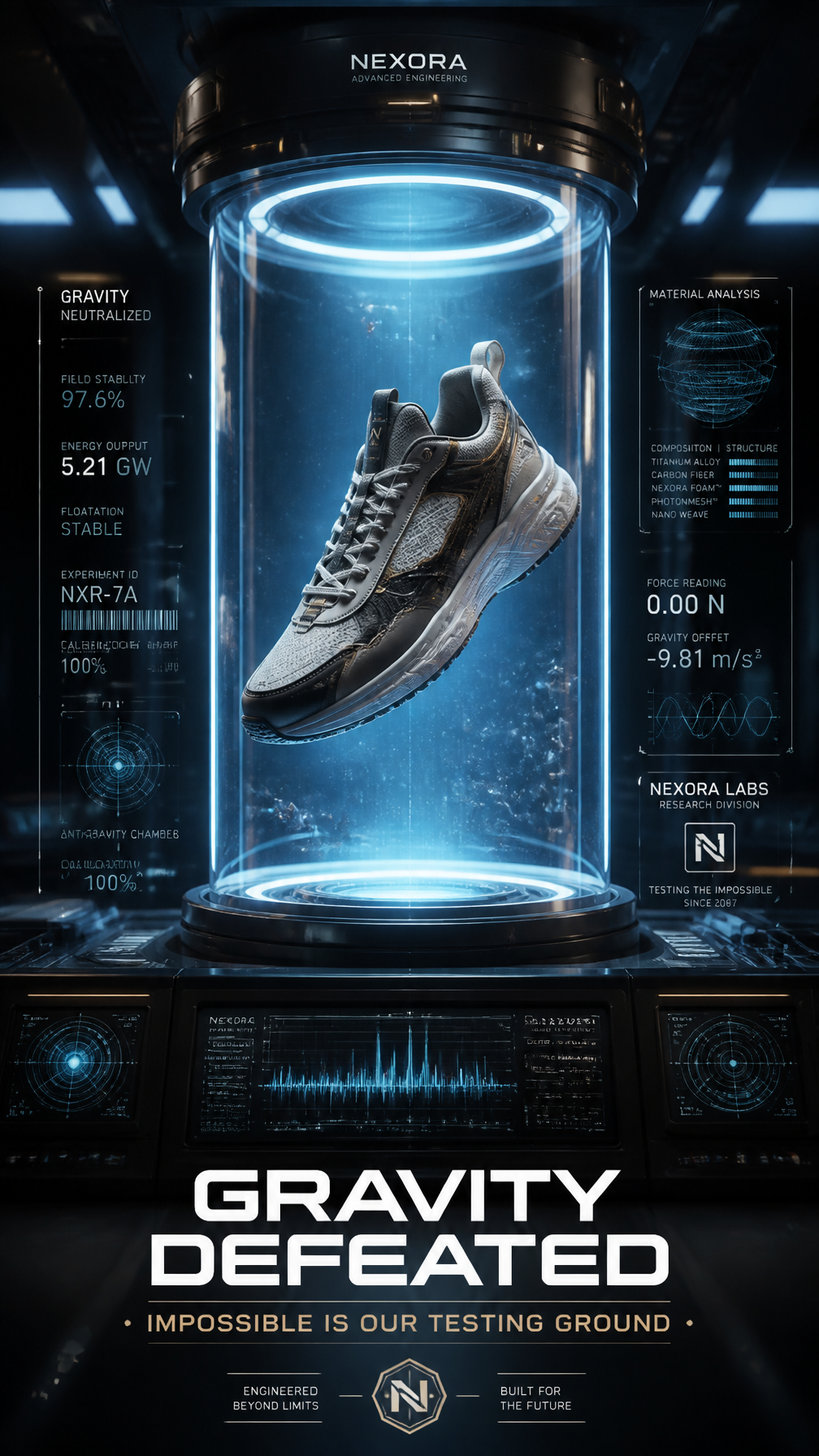 A premium 9:16 sneaker advertising poster.Main Subject:A premium luxury…
