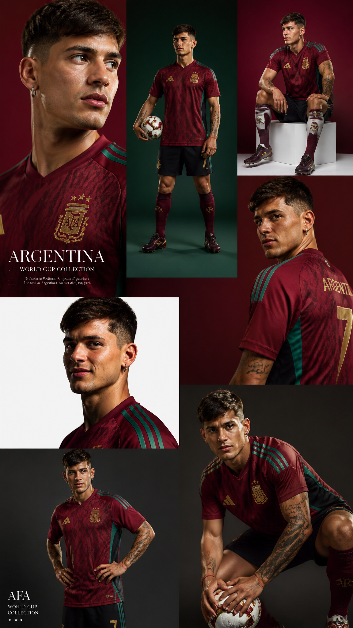 Use the reference image and Create a luxury sports fashion collage edit…