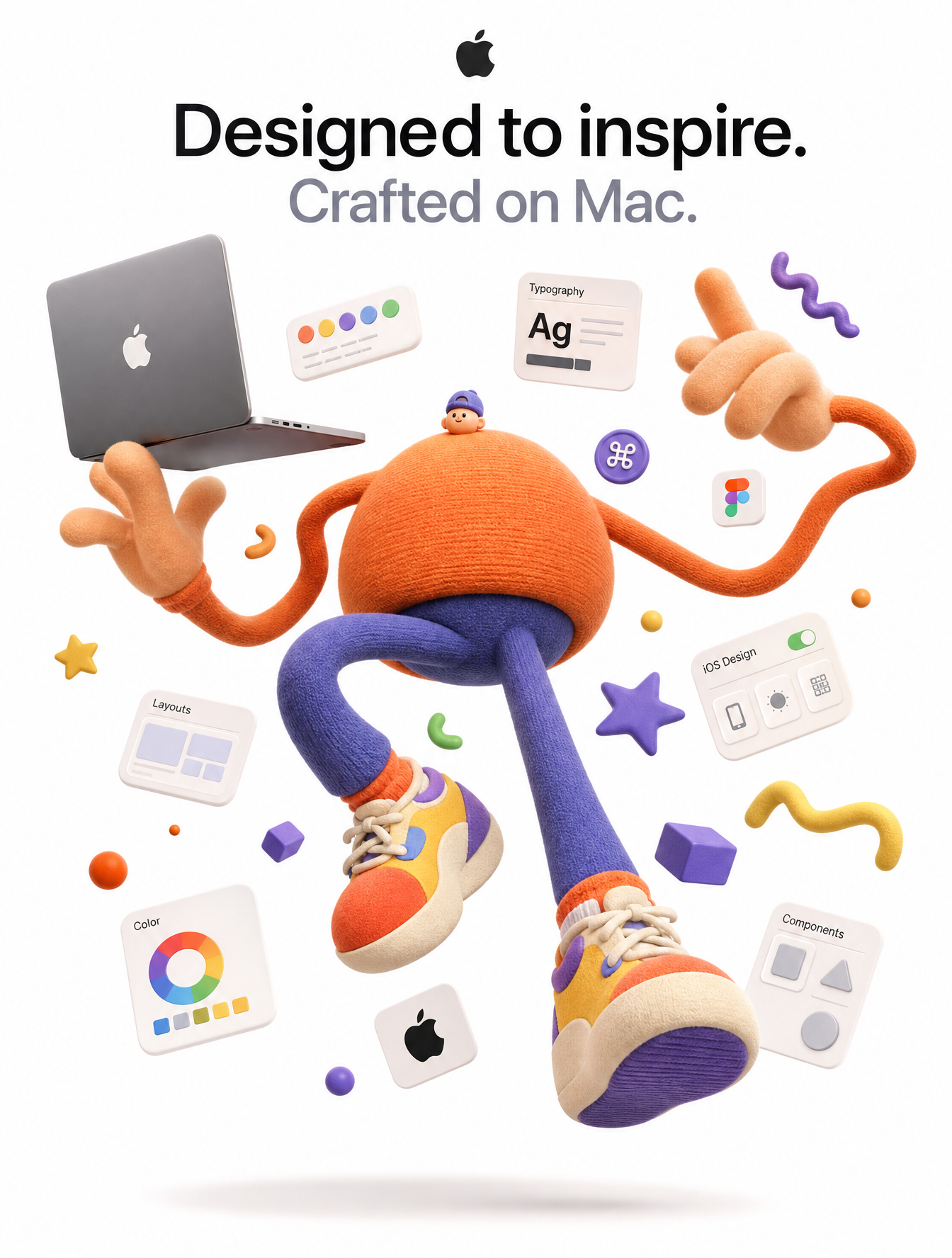 A complete single 3D illustration, exaggerated artistic editorial illus…